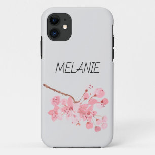Capa Para iPhone 11 Cereja flor Aquarela Floral Primavera Natureza