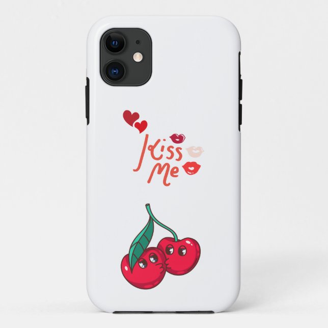 Capa Para iPhone 11 Cerejas Engraçadas no Amor. (Verso)