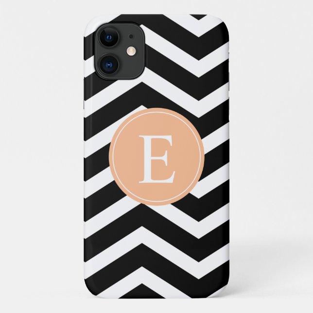 Capa Para iPhone 11 Cevron Laranja Preto Personalizado (Verso)
