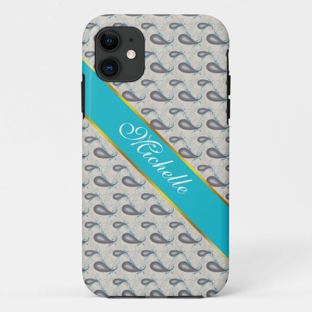 Capa Para iPhone 11 Champagne Paisley Pattern (Verso)