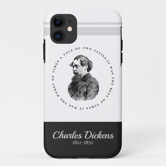 Capa Para iPhone 11 Charles Dickens Portrait e Cote (Verso)