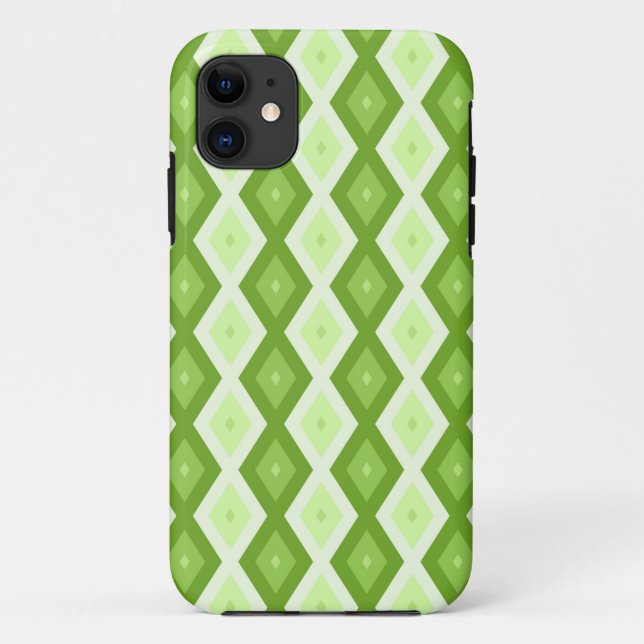 Capa Para iPhone 11 Chartreuse green diamond pattern (Verso)