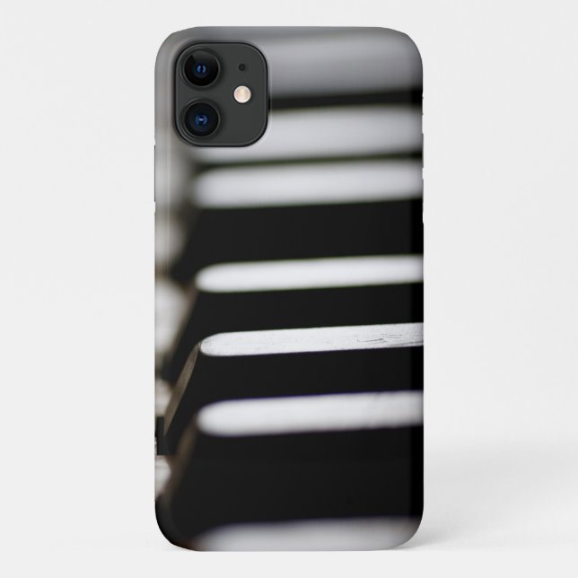Capa Para iPhone 11 Chaves de piano pretas e brancas (Verso)