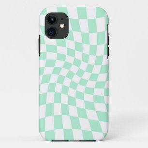Capa Para iPhone 11 Checkboard com Dobra Retro Coletor Verde Checkings