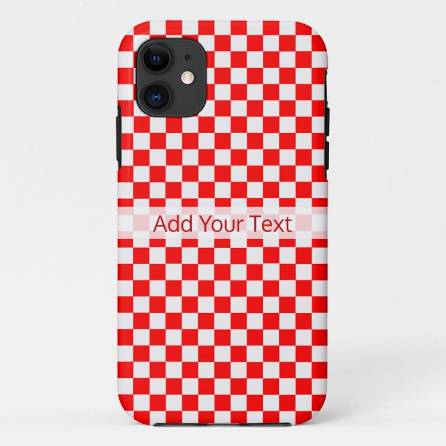 Capa Para iPhone 11 Checkerboard vermelho e branco clássico por STaylo (Verso)