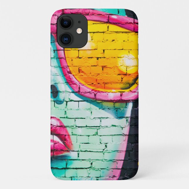 Capa Para iPhone 11 cheio com face azul com coração (Verso)