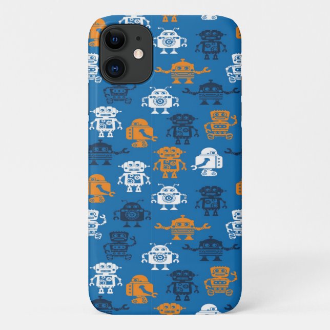 Capa Para iPhone 11 Cheio de Pequenos Robôs (Verso)