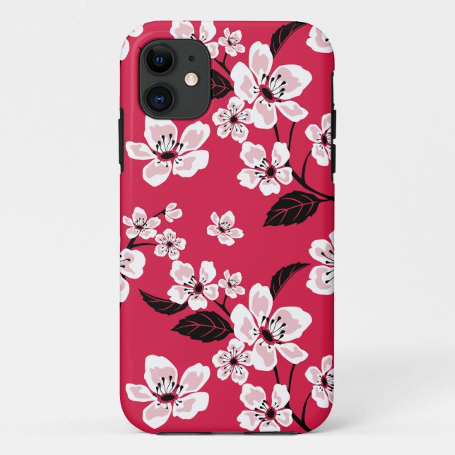 CAPA PARA iPhone 11 CHERRY BLOSSOM - SAKURA (VERMELHO) (Verso)