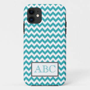 Capa Para iPhone 11 Chevron Turquoise & White iPhone 5 Case