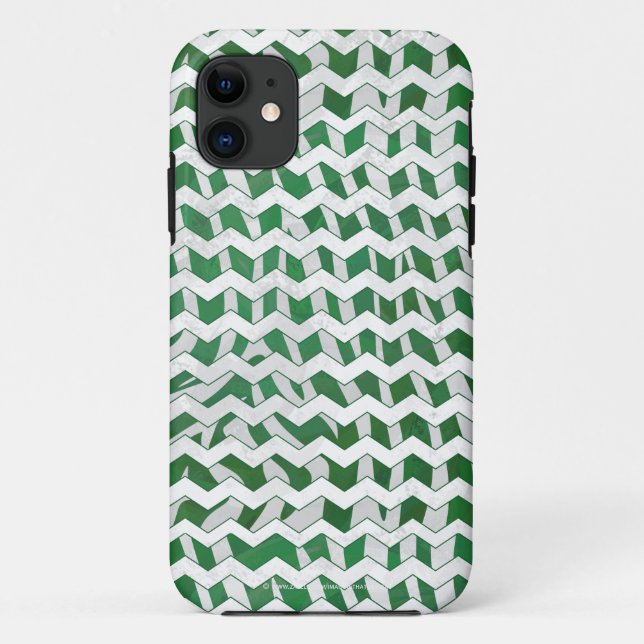 Capa Para iPhone 11 Chevron Zebra Green e White Impressão (Verso)