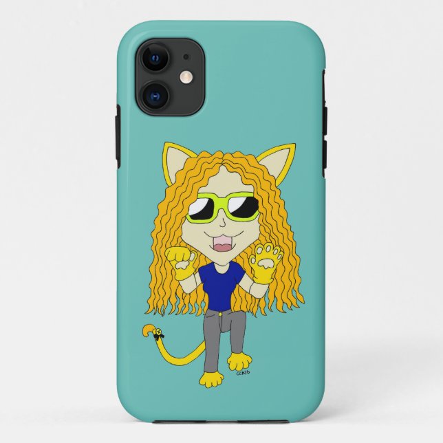 Capa Para iPhone 11 Chibi Catgirl com patas (Verso)