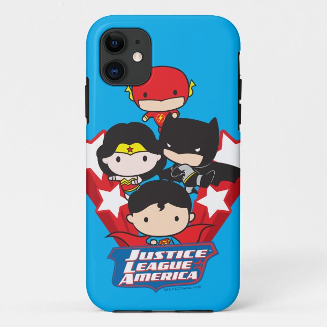 Capa Para iPhone 11 Chibi Justice League of America Stars (Verso)