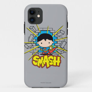 Capa Para iPhone 11 Chibi Super-Homem Esmagando Pela Parede De Brick
