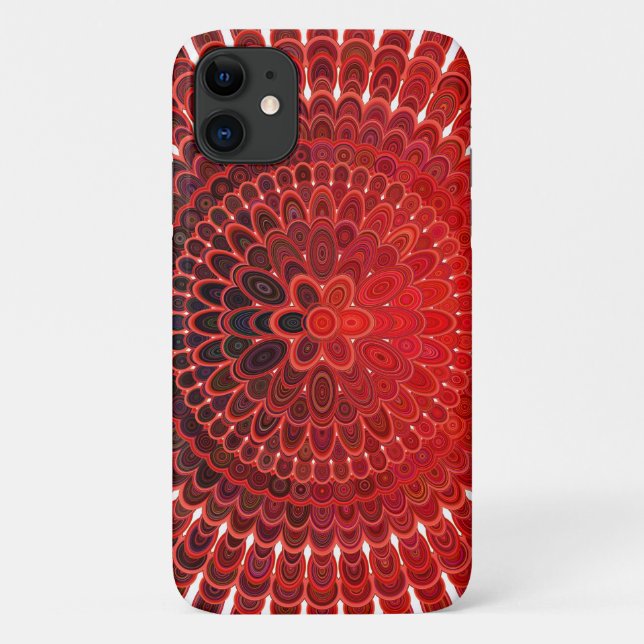 Capa Para iPhone 11 Chic Modern Girly Na moda Trendy Orange Mandala (Verso)