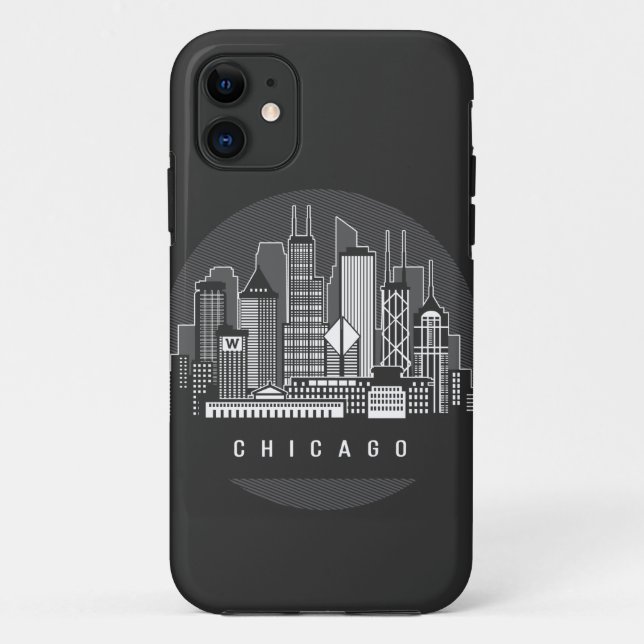 Capa Para iPhone 11 Chicago Illinois Skyline (Verso)
