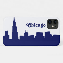 Capa Para iPhone 11 Chicago Skyline Silhouette Blue