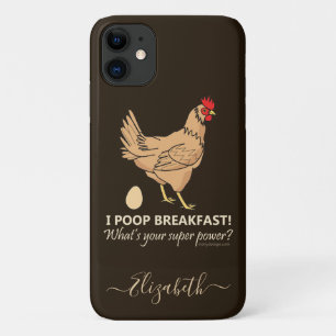 Capa Para iPhone 11 Chicken Poops Breakfast Design Engraçado Adicionar