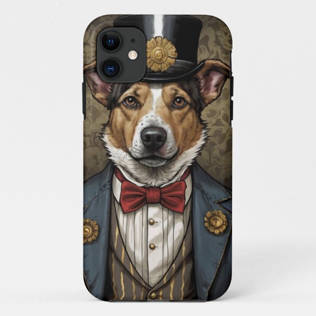 Capa Para iPhone 11 Chien berger australien costume nœud papillon (Verso)
