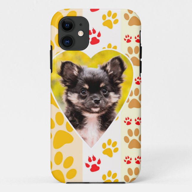 Capa Para iPhone 11 Chihuahua Heart Paw Prints (Verso)