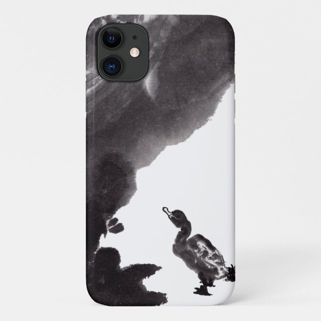 Capa Para iPhone 11 Chinesische Tuschekunst mit Entenmotiv (Verso)