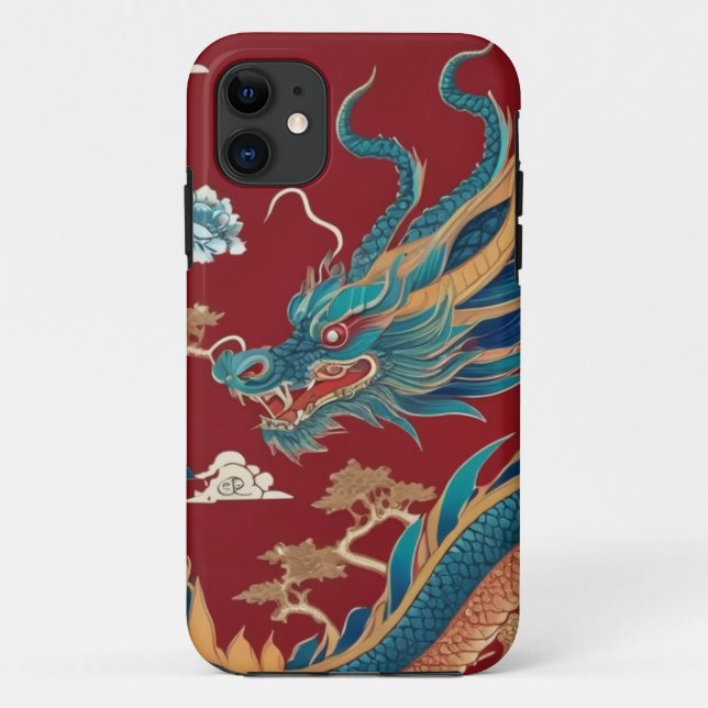 Capa Para iPhone 11 Chinoiserie Dragon Phone Case (Verso)