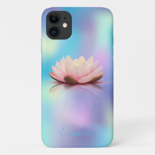 Capa Para iPhone 11 Chique Elegante Lótus Azul Holográfico