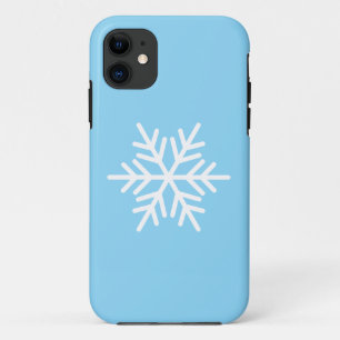 Capa Para iPhone 11 Chique Moderno Floco de Neve Nórdico Branco em Azu