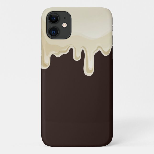 Capa Para iPhone 11 Chocolate Branco sobre Castanho-Negro (Verso)