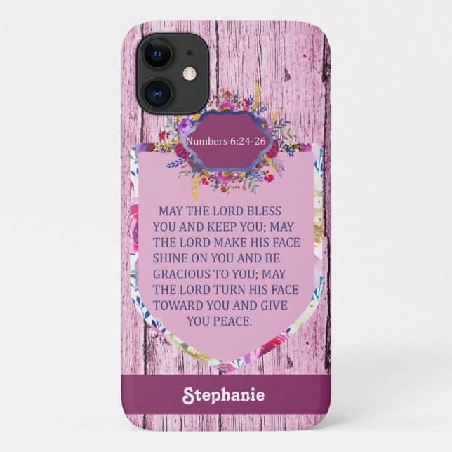 Capa Para iPhone 11 Christian, A Bênção Da Bíblia Floral Rosa Versa (Verso)
