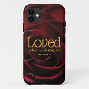 Capa Para iPhone 11 Christian LOVED Rosa vermelha Floral