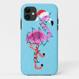 Capa Para iPhone 11 Christmas Flamingo
