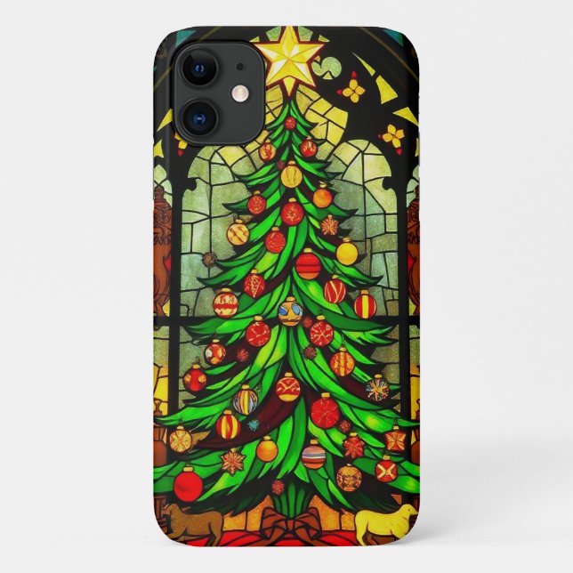 Capa Para iPhone 11 christmas tree design on (Verso)