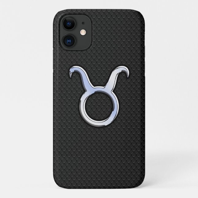 Capa Para iPhone 11 Chrome Como Taurus Zodiac Sinal na Pele Cobra (Verso)