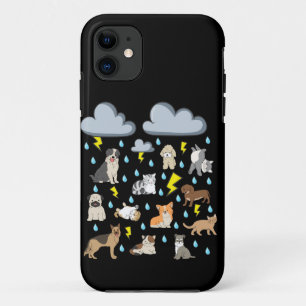 Capa Para iPhone 11 Chuva de Gatos e Cachorros Idioma Inglês Divertido