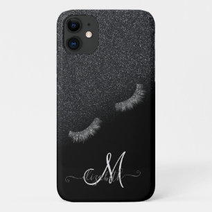 Capa Para iPhone 11 Cílios Postiços Prateados com Efeito Ombre de Glit