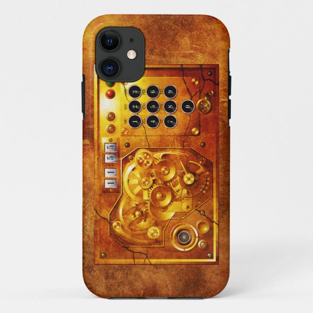 Capa Para iPhone 11 Cinco para as 12 Relógio Steampunk Grunge (Verso)