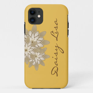 Capa Para iPhone 11 Cinza amarela elegante Lotus Flower Nome personali