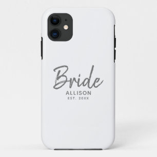 Capa Para iPhone 11 Cinza Branca de Script Moderno Personalizada