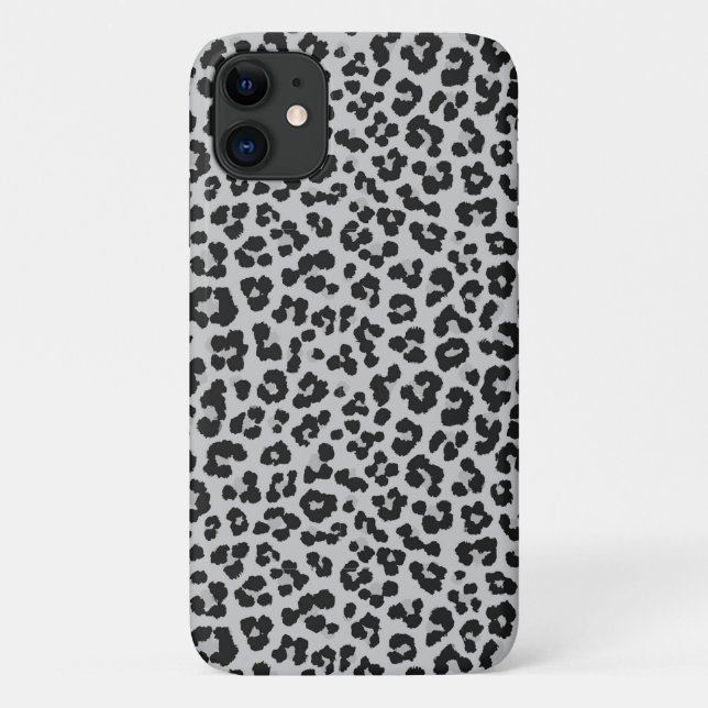 Capa Para iPhone 11 Cinza cinza Ash Leopard Cheetah Padrão de Impressã (Verso)