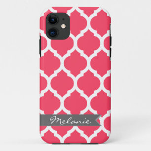 Capa Para iPhone 11 Cinza cor-de-rosa brilhante Trava e faixa marroqui