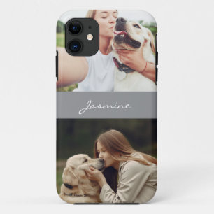 Capa Para iPhone 11 Cinza de Colagem de Fotos Pet