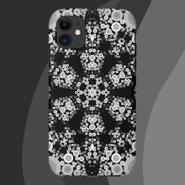 Capa Para iPhone 11 Cinza de Flor Dot Mandala e Preto