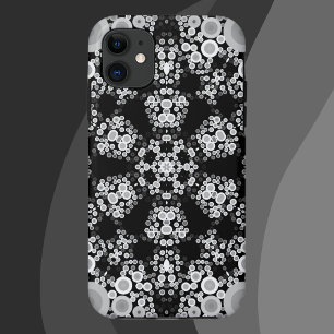 Capa Para iPhone 11 Cinza de Flor Dot Mandala e Preto