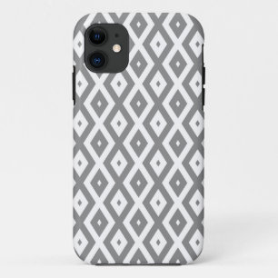 Capa Para iPhone 11 Cinza e padrão de diamante branco