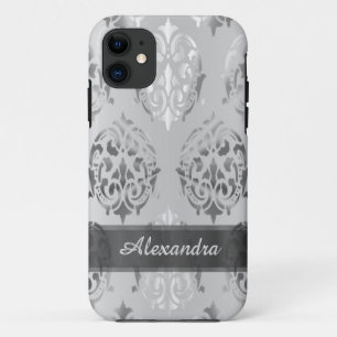 Capa Para iPhone 11 Cinza elegante de prata personalizada