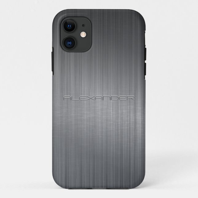 Capa Para iPhone 11 Cinza Escuro Escovado de Alumínio (Verso)