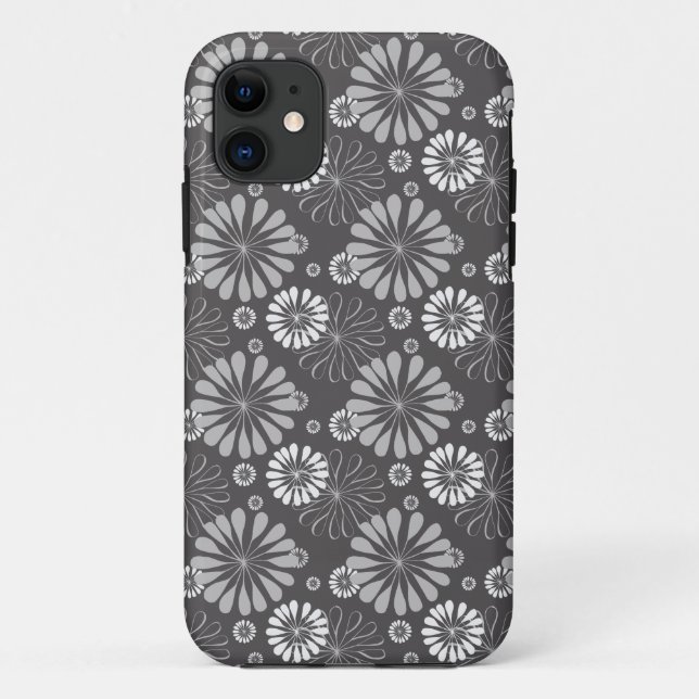Capa Para iPhone 11 cinza floral (Verso)