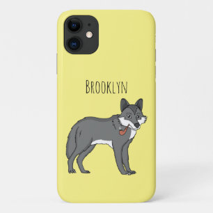 Capa Para iPhone 11 Cinza lobo com ilustração de desenho animado