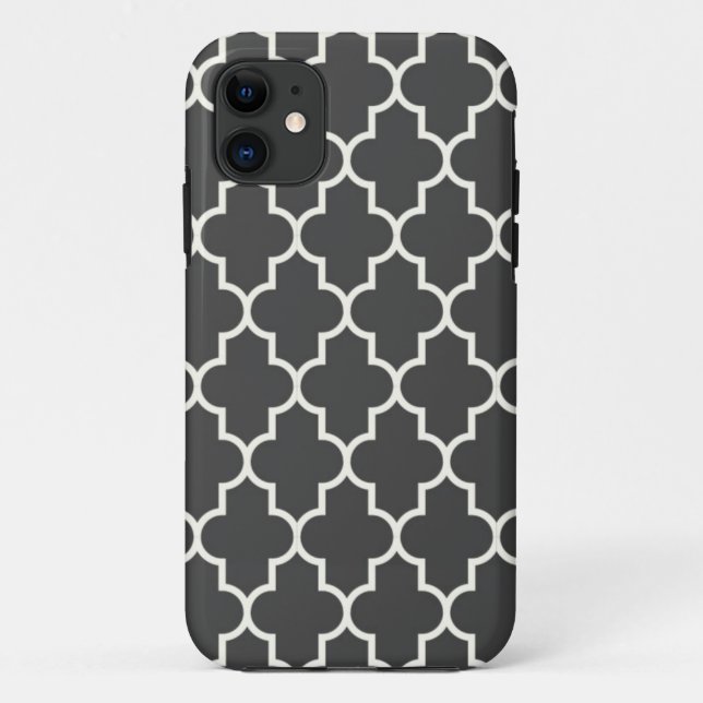 Capa Para iPhone 11 Cinza Quatrefoil da grafite (Verso)