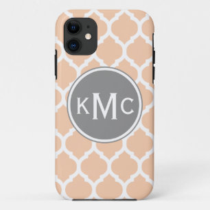 Capa Para iPhone 11 Cinza Rosa Pêssego Lattice marroquino